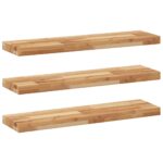 vidaXL Plávajúce police 3 ks 80x20x4 cm olejom sfarbené masívne drevo akácia – Obrázok 2