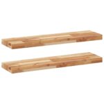 vidaXL Plávajúce police 2 ks 100x20x4 cm olejom sfarbené masívne drevo akácia – Obrázok 2