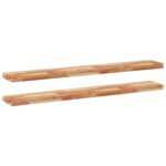 vidaXL Plávajúce police 2 ks 120x20x4 cm olejom sfarbené masívne drevo akácia – Obrázok 2