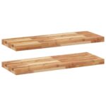 vidaXL Plávajúce police 2 ks 80x30x4 cm olejom sfarbené masívne drevo akácia – Obrázok 2