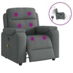 vidaXL Masážne kreslo s polohovacím mechanizmom, tmavosivá látka