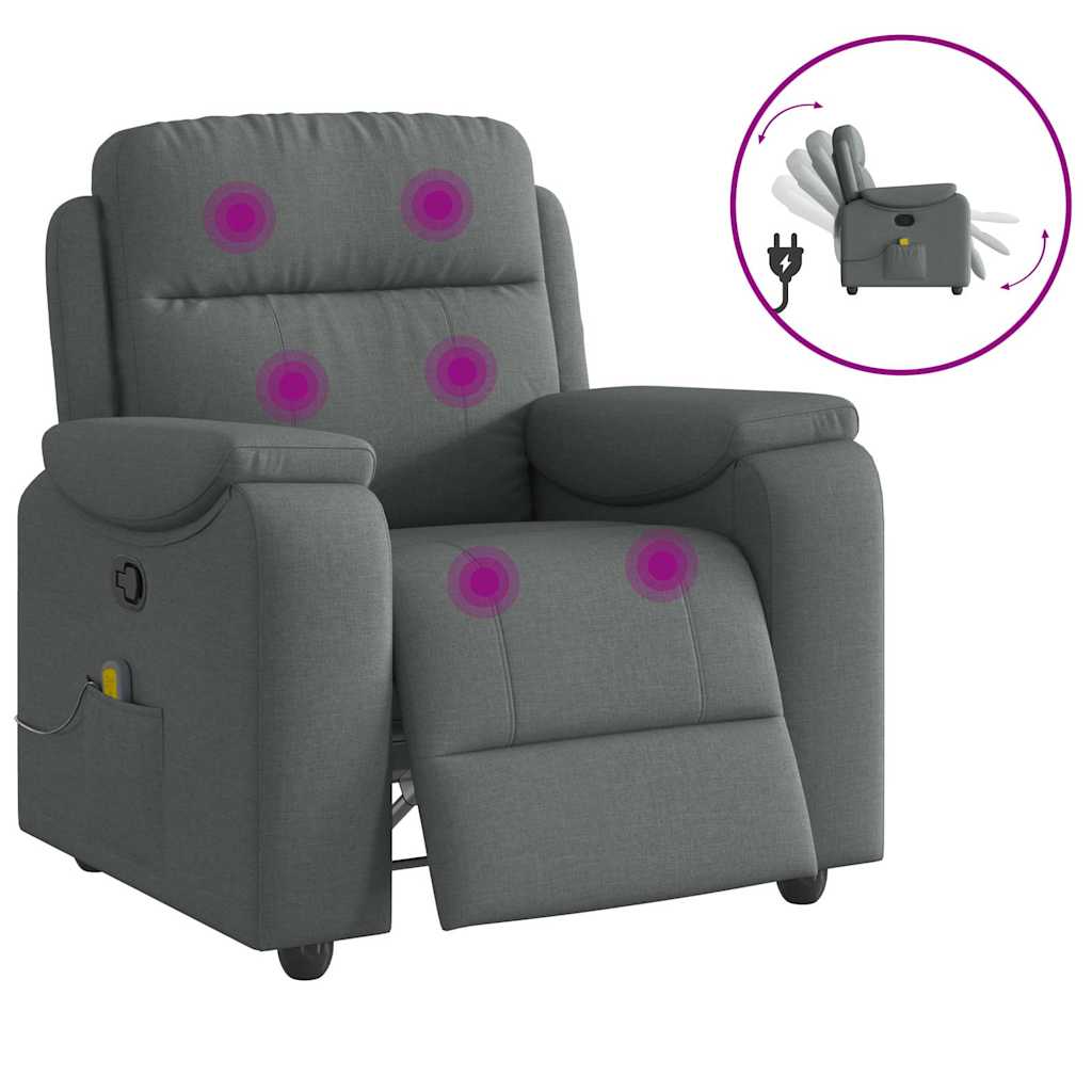 3303547_1.jpg vidaXL Masážne kreslo s polohovacím mechanizmom, tmavosivá látka – Obrázok 1