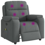 vidaXL Masážne kreslo s polohovacím mechanizmom, tmavosivá látka – Obrázok 3
