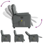 vidaXL Masážne kreslo s polohovacím mechanizmom, tmavosivá látka – Obrázok 8