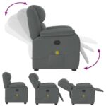 vidaXL Masážne kreslo s polohovacím mechanizmom, tmavosivá látka – Obrázok 6