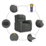 vidaXL Masážne kreslo s polohovacím mechanizmom, tmavosivá látka – Obrázok 7