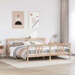 vidaXL Posteľný rám s čelom 200x200 cm masívna borovica