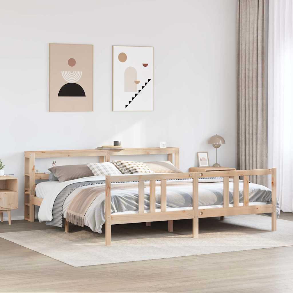3305977_1.jpg vidaXL Posteľný rám s čelom 200x200 cm masívna borovica – Obrázok 1