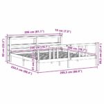 vidaXL Posteľný rám s čelom 200x200 cm masívna borovica – Obrázok 12