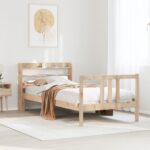 vidaXL Posteľný rám s čelom biely 75x190 cm borovicový masív