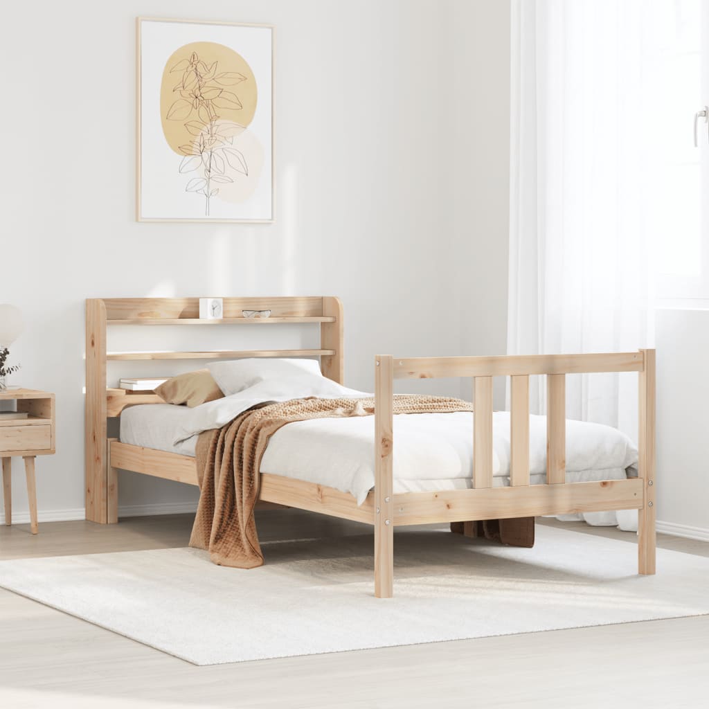 3306694_1.jpg vidaXL Posteľný rám s čelom biely 75x190 cm borovicový masív – Obrázok 1