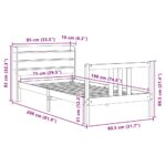 vidaXL Posteľný rám s čelom biely 75x190 cm borovicový masív – Obrázok 12