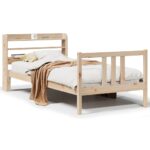vidaXL Posteľný rám s čelom biely 75x190 cm borovicový masív – Obrázok 2