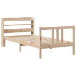 vidaXL Posteľný rám s čelom biely 75x190 cm borovicový masív – Obrázok 3