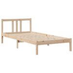 vidaXL Posteľný rám s čelom biely 75x190 cm borovicový masív – Obrázok 5