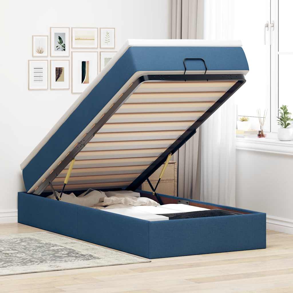 3311070_1.jpg vidaXL Podnožka s matracom modrá 80x200 cm látková – Obrázok 1
