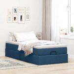 vidaXL Podnožka s matracom modrá 80x200 cm látková – Obrázok 3