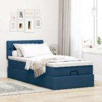 vidaXL Podnožka s matracom modrá 80x200 cm látková – Obrázok 3