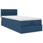 vidaXL Podnožka s matracom modrá 80x200 cm látková – Obrázok 6