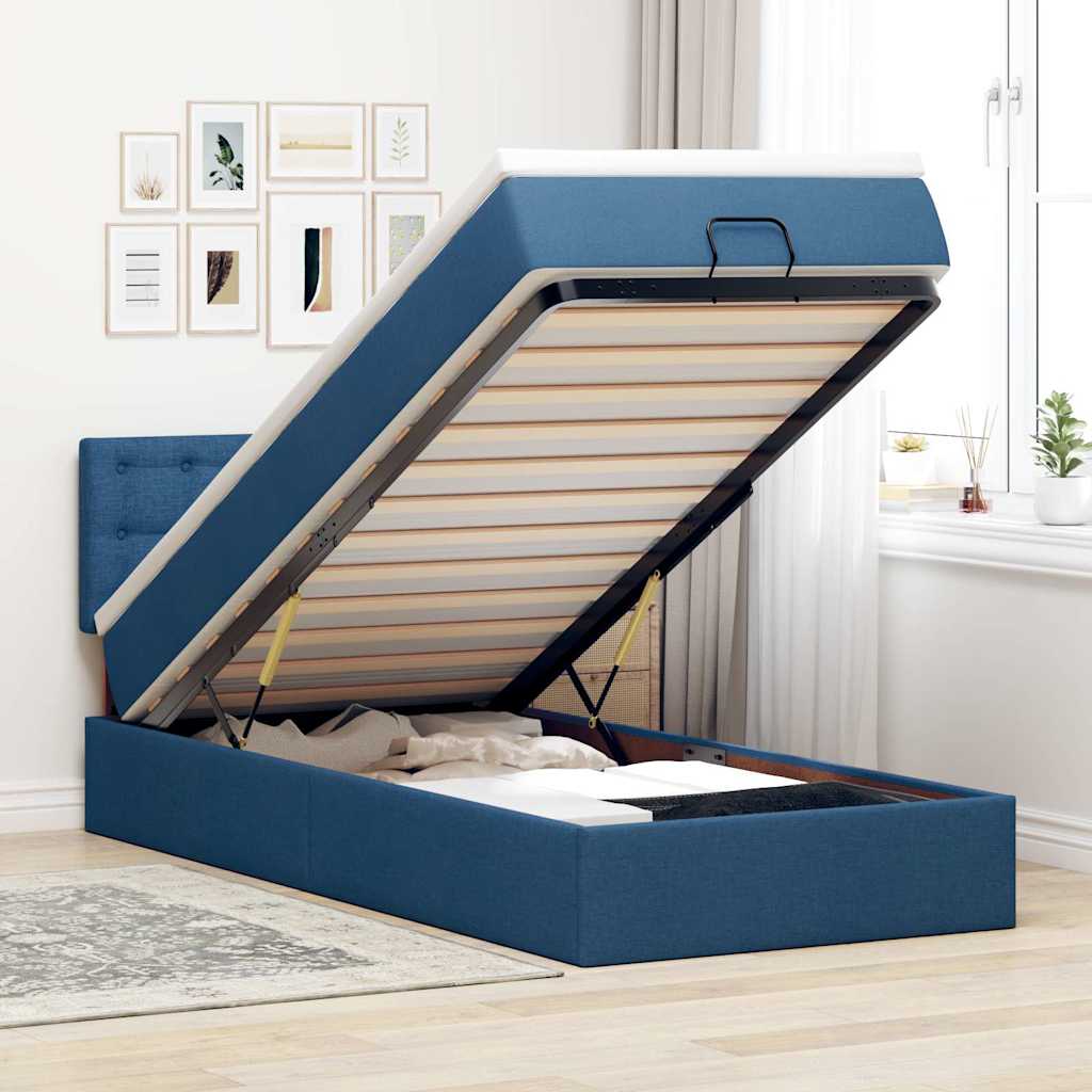 3311586_1.jpg vidaXL Podnožka s matracom modrá 80x200 cm látková – Obrázok 1