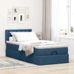vidaXL Podnožka s matracom modrá 80x200 cm látková – Obrázok 3