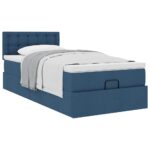 vidaXL Podnožka s matracom modrá 80x200 cm látková – Obrázok 5
