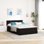 vidaXL Podnožka s matracom, čierna 140x200 cm, zamat – Obrázok 3