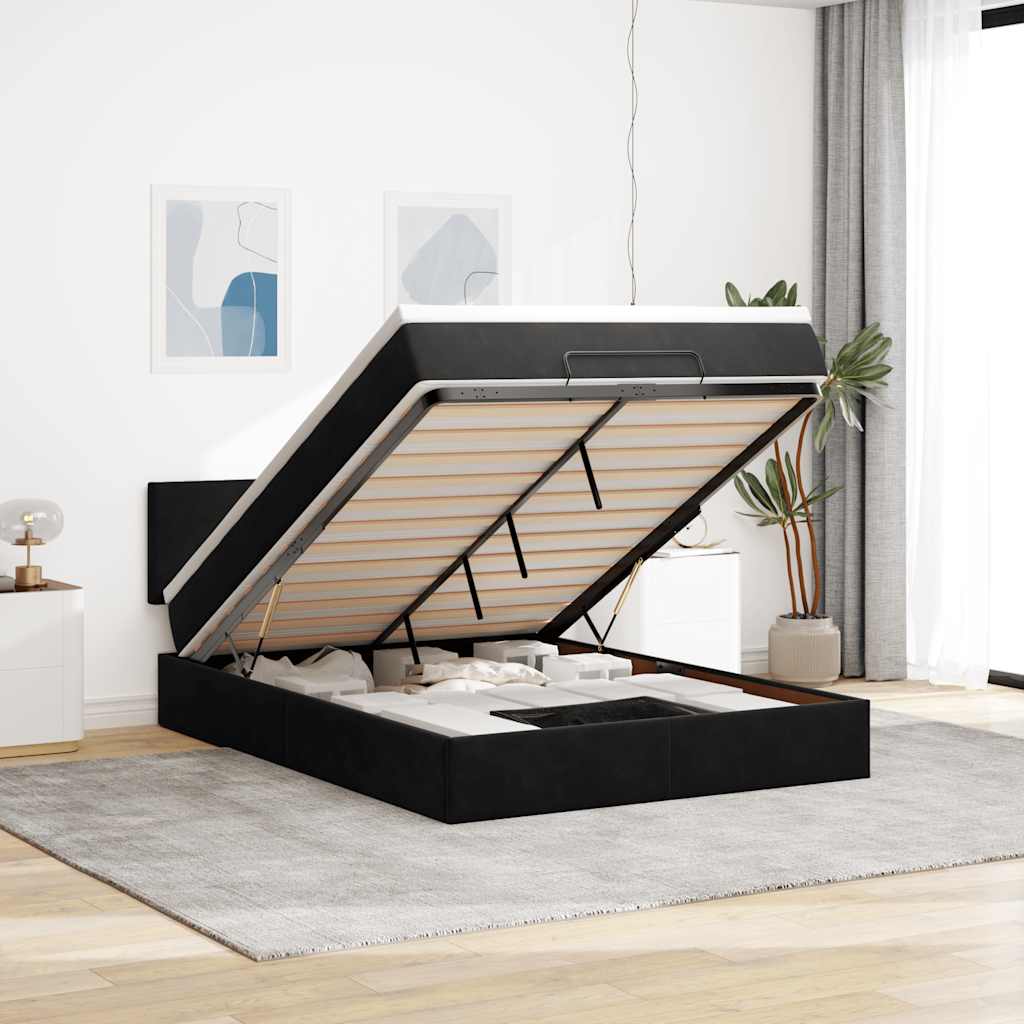 3312556_1.jpg vidaXL Podsedák s matracom a LED diódami, čierny 140x200 cm, zamat – Obrázok 1