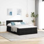 vidaXL Podsedák s matracom a LED diódami, čierny 140x200 cm, zamat – Obrázok 4