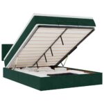 vidaXL Podsedák s matracom a LED diódami, tmavozelený, 140x190 cm, zamat – Obrázok 2