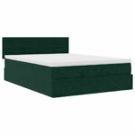 vidaXL Podsedák s matracom a LED diódami, tmavozelený, 140x190 cm, zamat – Obrázok 5