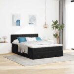 vidaXL Podsedák s matracom a LED diódami, čierny 140x200 cm, zamat – Obrázok 4