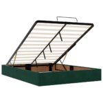 vidaXL Podsedák s matracom a LED diódami, tmavozelený, 140x190 cm, zamat – Obrázok 13