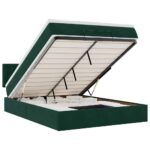 vidaXL Podsedák s matracom a LED diódami, tmavozelený, 140x190 cm, zamat – Obrázok 2
