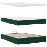vidaXL Podsedák s matracom a LED diódami, tmavozelený, 140x190 cm, zamat – Obrázok 9