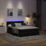 vidaXL Podsedák s matracom a LED diódami, čierny 140x200 cm, zamat – Obrázok 3