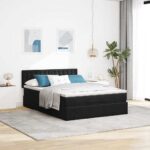 vidaXL Podsedák s matracom a LED diódami, čierny 140x200 cm, zamat – Obrázok 4