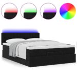 vidaXL Podsedák s matracom a LED diódami, čierny 140x200 cm, zamat – Obrázok 5
