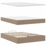 vidaXL Podsedák s matracom a LED diódami, Cappuccino 140x190 cm, umelá koža – Obrázok 9
