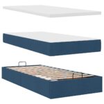 vidaXL Podložná posteľ s matracom a LED diódami modrá 80x200 cm, látková – Obrázok 9