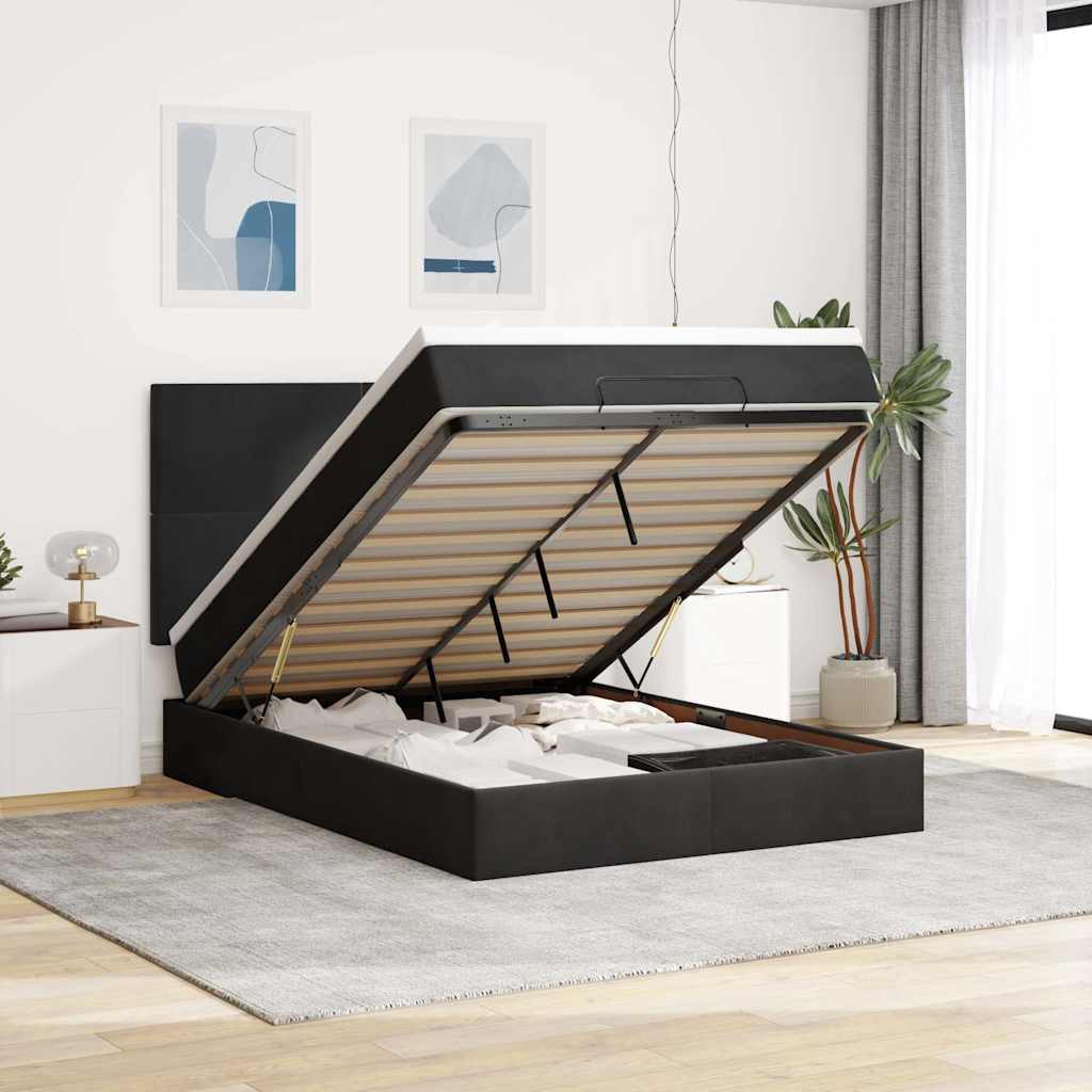 3314254_1.jpg vidaXL Podsedák s matracmi a LED diódami, čierny 140x200 cm, zamat – Obrázok 1