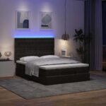 vidaXL Podsedák s matracmi a LED diódami, čierny 140x200 cm, zamat – Obrázok 3