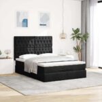 vidaXL Podsedák s matracmi a LED diódami, čierny 140x200 cm, zamat – Obrázok 4
