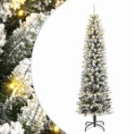 vidaXL Umelý vianočný stromček 150 LED diód a vločkový sneh 120 cm