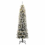 vidaXL Umelý vianočný stromček 150 LED diód a vločkový sneh 120 cm – Obrázok 2