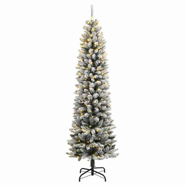 vidaXL Umelý vianočný stromček 150 LED diód a vločkový sneh 120 cm – Obrázok 2