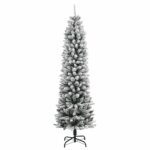 vidaXL Umelý vianočný stromček 150 LED diód a vločkový sneh 120 cm – Obrázok 3