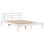 vidaXL Posteľ s knižnicou bez matraca, biela 160x200 cm, masívne borovicové drevo – Obrázok 8