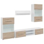 vidaXL 5-dielne TV skrinky s LED osvetlením, dub sonoma, intenzívne drevo – Obrázok 2