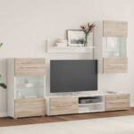 vidaXL 5-dielne TV skrinky s LED osvetlením, dub sonoma, intenzívne drevo – Obrázok 3